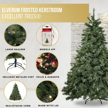 Excellent Trees® Elverum Sapin de Noël givré de 150 cm avec lumières et application mobile 2