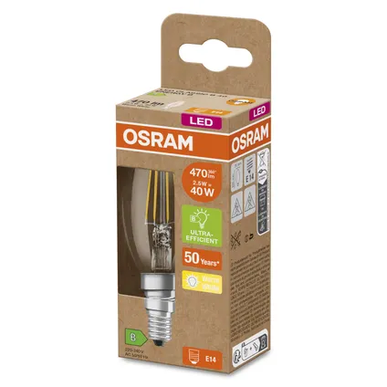 Osram ledfilamentlamp kaars Superstar Classic B warm wit E14 2,5W 2