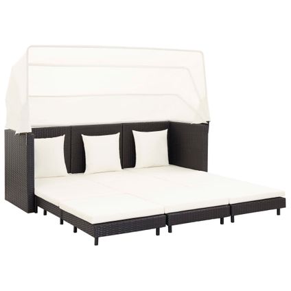 vidaXL Canapé-lit extensible 3 places avec toit Résine tressée