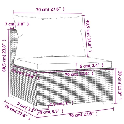 vidaXL Table de basse de jardin Gris 60x60x30 cm Résine tressée 10