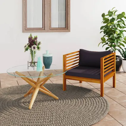 vidaXL Chaise de jardin avec coussins gris foncé Bois d'acacia 2