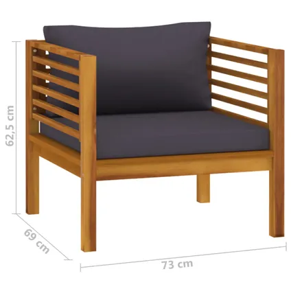 vidaXL Chaise de jardin avec coussins gris foncé Bois d'acacia 7