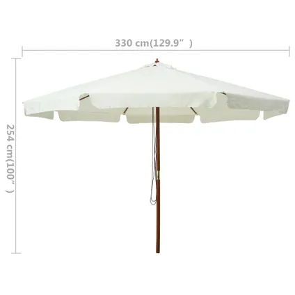 vidaXL Parasol avec mât en bois 330 cm Blanc sable 6