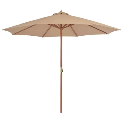 vidaXL Parasol d'extérieur avec mât en bois 300 cm Taupe 2