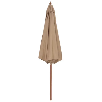 vidaXL Parasol met houten paal 300 cm taupe 4