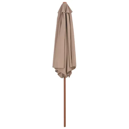 vidaXL Parasol met houten paal 270 cm taupe 4