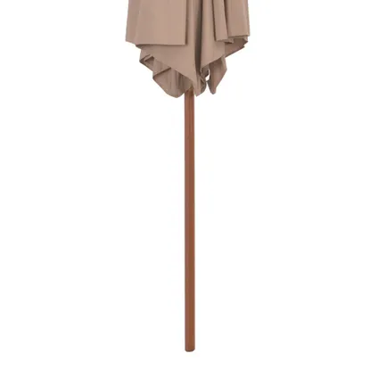 vidaXL Parasol met houten paal 270 cm taupe 5