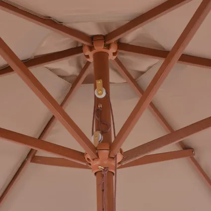 vidaXL Parasol met houten paal 270 cm taupe 6