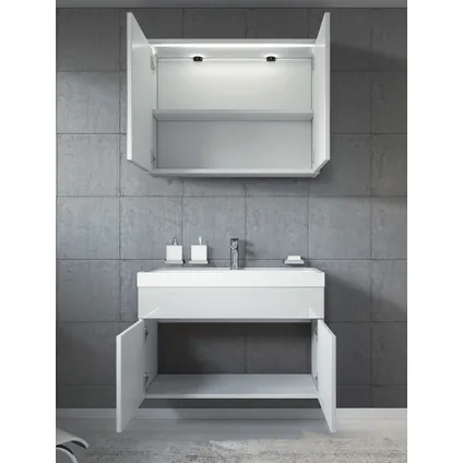 Meuble de salle de bain Paso 02 - Badplaats - 80 cm - Blanc brillant - Armoire 3