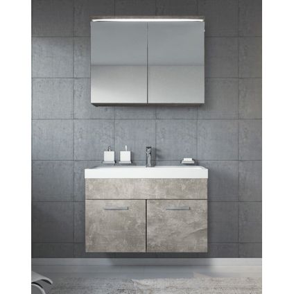 Badplaats Badkamermeubel Paso 02 80cm met spiegelkast - beton grijs