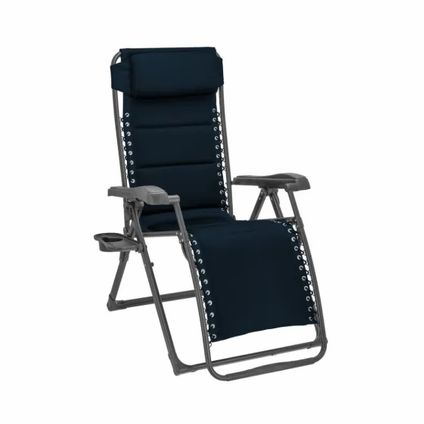 Travellife Barletta campingstoel Relax blauw - Inclusief afneembaar hoofdkussen en bekerhouder