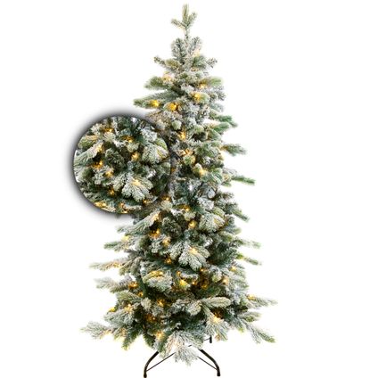 Excellent Trees® Sapin de Noël LED Varberg Vert 150 cm avec neige et lumières