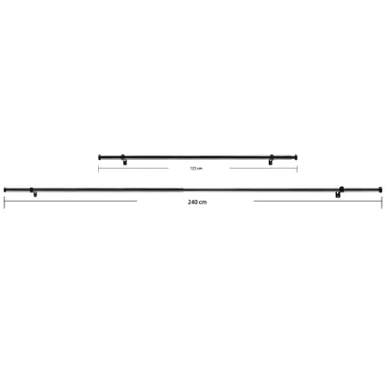 ACAZA - Uitschuifbare Gordijnroede voor Gordijnen - Stang van 125-240 cm - Zwart 7