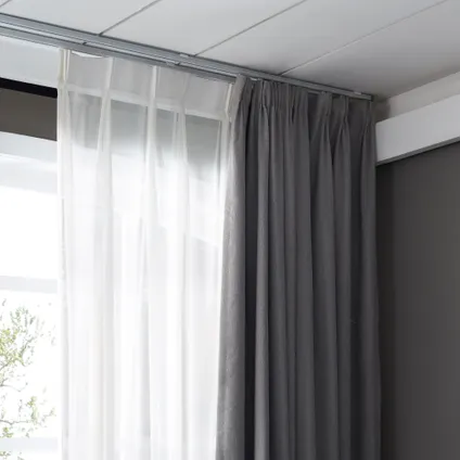 ACAZA - Tringle à rideaux extensible - de 190 à 360 cm - Aluminium - Blanc cassé 2
