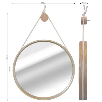Miroir Inspire Nordik corde chêne 57,5cm 8