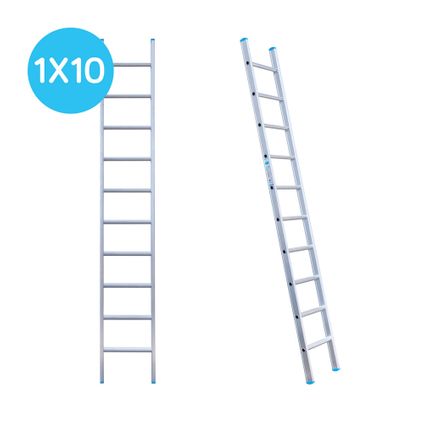 Eurostairs enkele rechte ladder - Lichtgewicht met 1x10 sporten