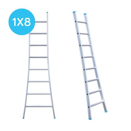 Eurostairs enkele uitgebogen ladder - Lichtgewicht met 1x8 sporten