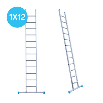 Eurostairs enkele rechte ladder - Lichtgewicht met 1x12 sporten