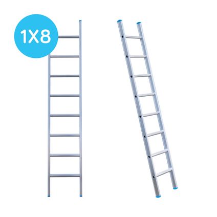 Eurostairs enkele rechte ladder - Lichtgewicht met 1x8 sporten