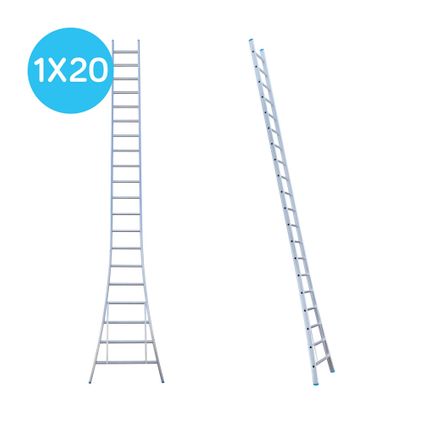Eurostairs enkele uitgebogen ladder - Lichtgewicht met 1x20 sporten