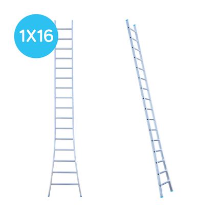 Eurostairs enkele uitgebogen ladder - Lichtgewicht met 1x16 sporten