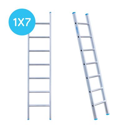 Eurostairs enkele rechte ladder - Lichtgewicht met 1x7 sporten
