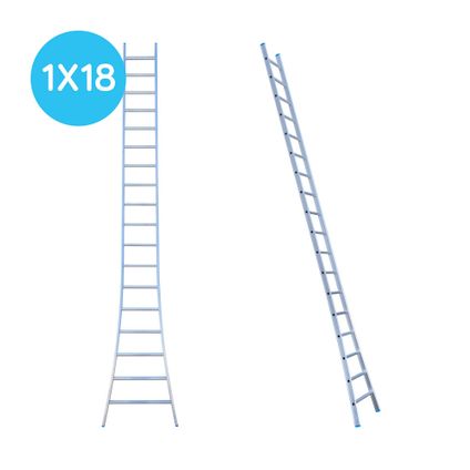 Eurostairs enkele uitgebogen ladder - Lichtgewicht met 1x18 sporten