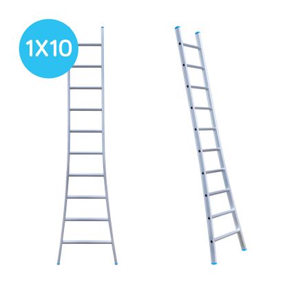 Eurostairs enkele uitgebogen ladder - Lichtgewicht met 1x10 sporten