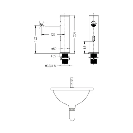 Robinet lavabo automatique moderne, eau froide Noir - Pula 2