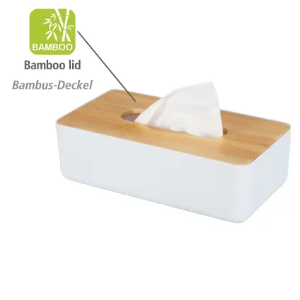 Boîte à mouchoirs Wenko Rotello, blanc, Couvercle en bambou 2