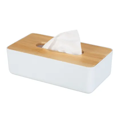 Wenko Tissue Box Rotello wit deksel van bamboe 8