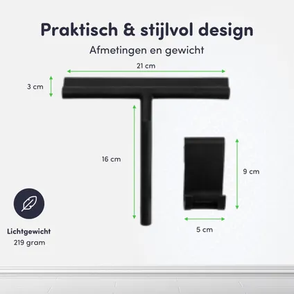 EAVY Douchewisser Zwart met Ophangsysteem - Raamwisser - Silicone - 21cm x 16cm 4