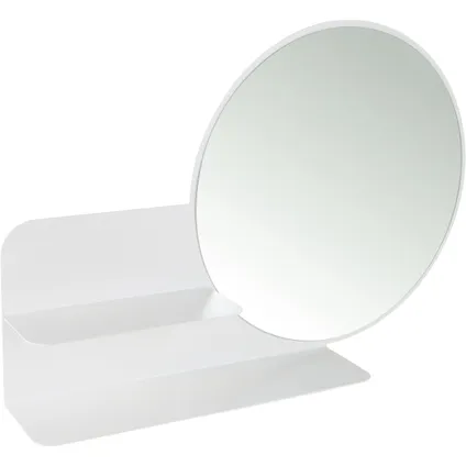 Gorillz Clever Wall Mirror with Shelf - miroir rond - 85 x 56 cm - blanc