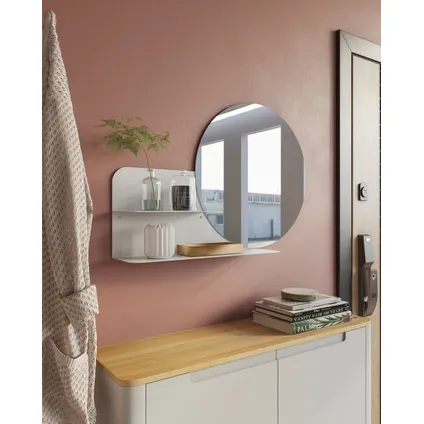 Gorillz Clever Wall Mirror with Shelf - miroir rond - 85 x 56 cm - blanc 3