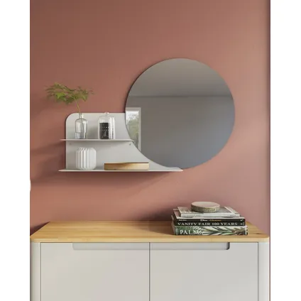Gorillz Clever Wall Mirror with Shelf - miroir rond - 85 x 56 cm - blanc 4
