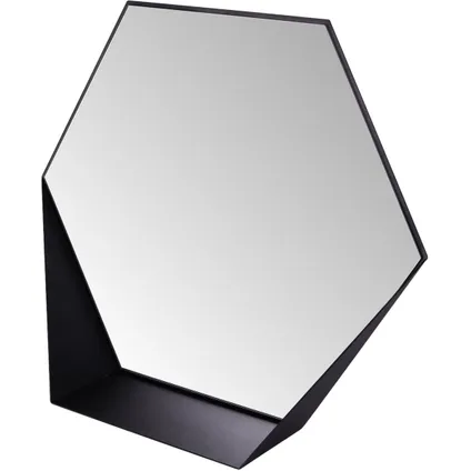 Gorillz Hive Wall Mirror with Shelf - Hexagon Mirror Hanging - 60 x 52 cm - Industrial Black 2
