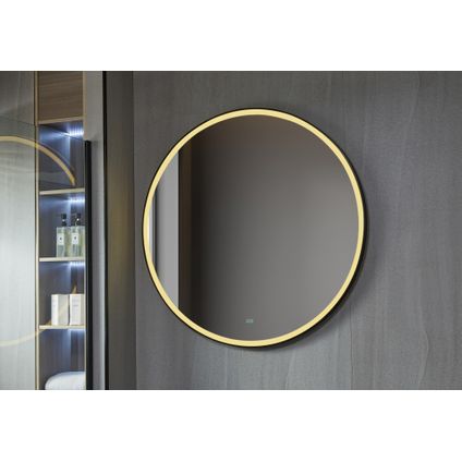 Bella Mirror - Spiegel rond 60 cm met zwart frame, led verlichting en anti condens