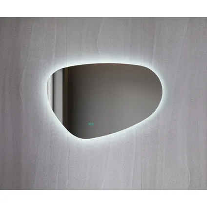 Spiegel asymmetrisch organische led verlichting en anti-condens 100 cm breed en 65 cm hoog