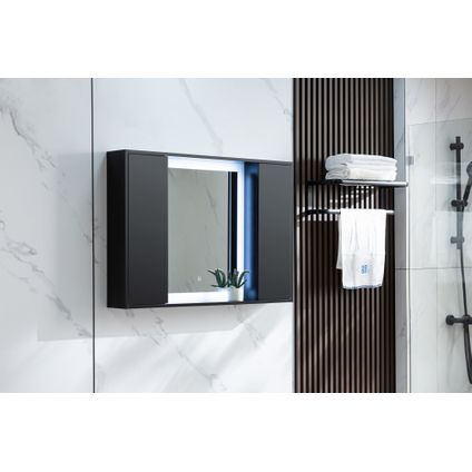 Bella Mirror - Armoire de toilette noir mat avec éclairage LED 120 (l) x 70 cm (h)