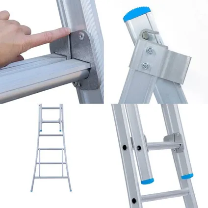 Eurostairs uitgebogen Reform ladder - Tweedelige ladder met 2x12 sporten 5