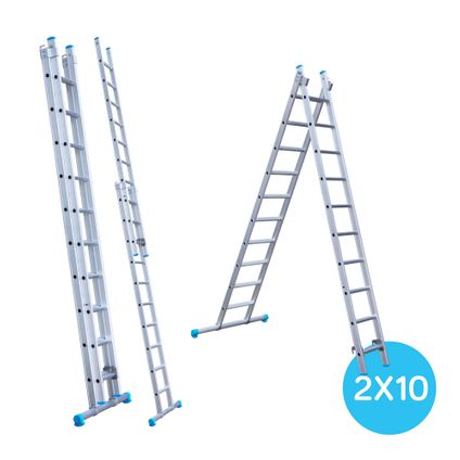 Eurostairs rechte Reform ladder - Tweedelige ladder met 2x10 sporten