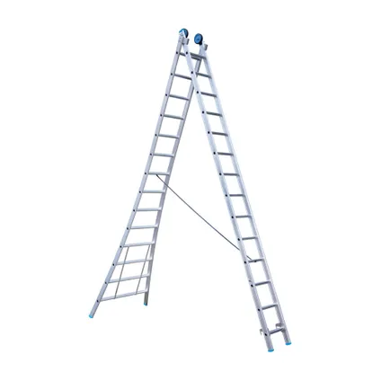 Eurostairs uitgebogen Reform ladder - Tweedelige ladder met 2x14 sporten 2
