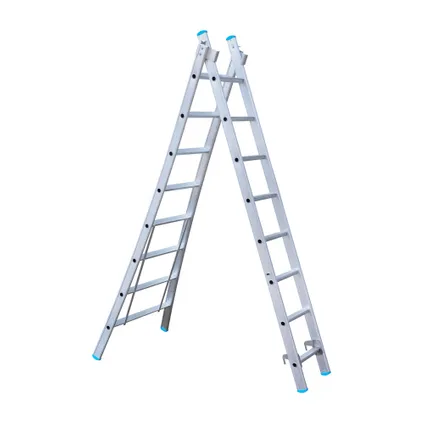 Eurostairs uitgebogen Reform ladder - Tweedelige ladder met 2x8 sporten 2