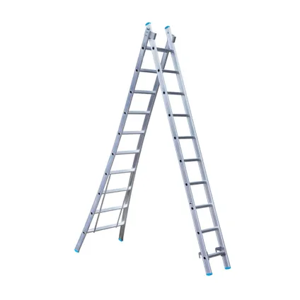 Eurostairs uitgebogen Reform ladder - Tweedelige ladder met 2x10 sporten 2