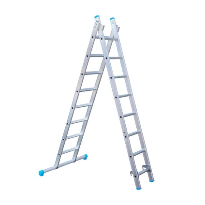 Eurostairs rechte Reform ladder - Tweedelige ladder met 2x8 sporten 2