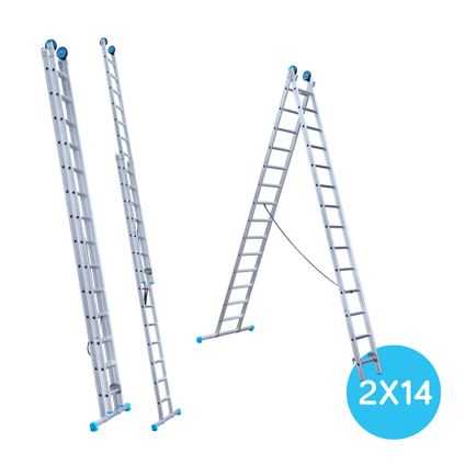 Eurostairs rechte Reform ladder - Tweedelige ladder met 2x14 sporten