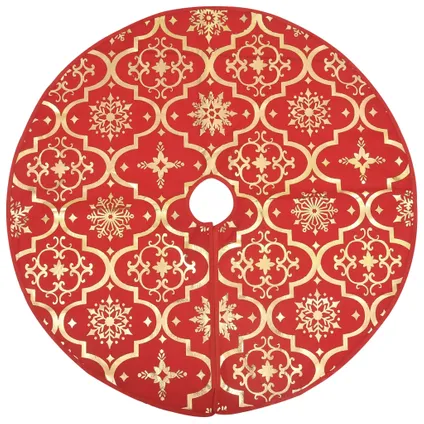 vidaXL Jupe de sapin de Noël de luxe avec chaussette Rouge 122cm 3