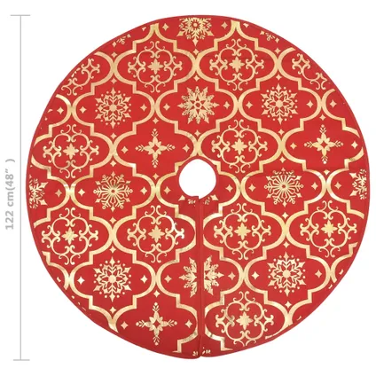 vidaXL Jupe de sapin de Noël de luxe avec chaussette Rouge 122cm 8