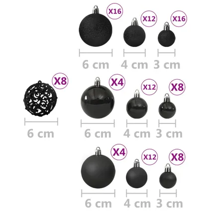 vidaXL 100-delige Kerstballenset zwart 6