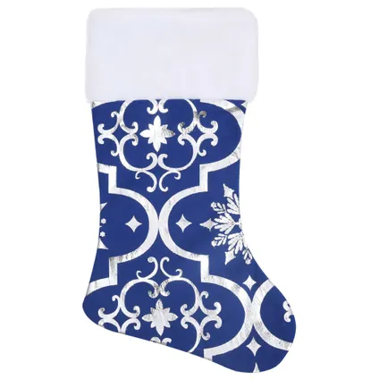 vidaXL Jupe de sapin de Noël de luxe avec chaussette Bleu 90 cm 4